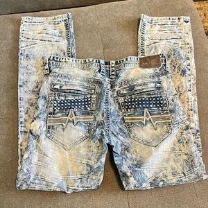 Affiction Jeans Gage Acid Wash Size 34 Pockets Skull Zippers
